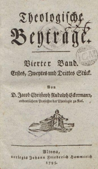 Theologische Beyträge. Vierter Band […]