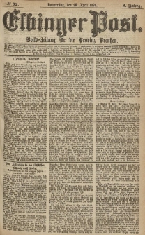 Elbinger Post, Nr.92 Donnerstag 20 April 1876, 3 Jh