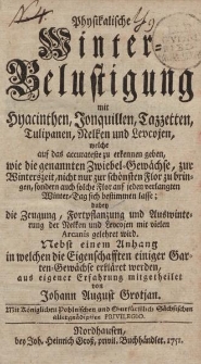 Physikalische Winter-Belustigung […] von Johann August Grotjan