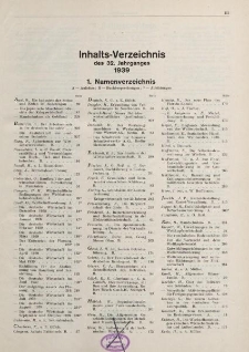Technik und Wirtschaft, Inhalts-Verzeichnis des 32. Jahrganges 1939