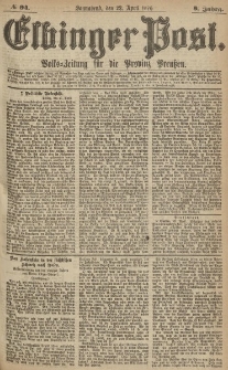 Elbinger Post, Nr.94 Sonnabend 22 April 1876, 3 Jh