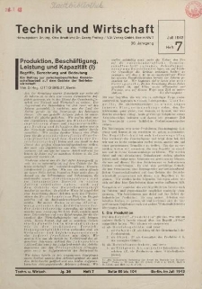 Technik und Wirtschaft, Heft 7