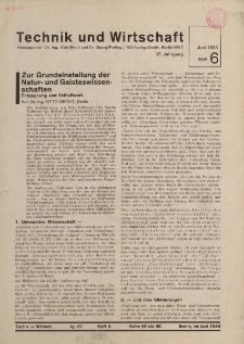 Technik und Wirtschaft, Heft 6