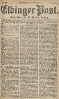 Elbinger Post, Nr.98 Donnerstag 27 April 1876, 3 Jh