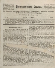 Polytechnisches Archiv, Dritter Jahrgang, Nr.2