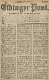 Elbinger Post, Nr.78 Sonnabend 1 April 1876, 3 Jh