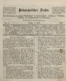 Polytechnisches Archiv, Dritter Jahrgang, Nr.9