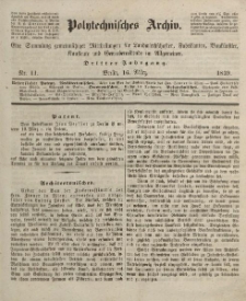 Polytechnisches Archiv, Dritter Jahrgang, Nr.11