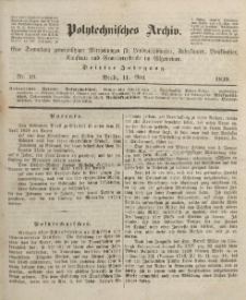 Polytechnisches Archiv, Dritter Jahrgang, Nr.19