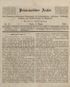 Polytechnisches Archiv, Dritter Jahrgang, Nr.31