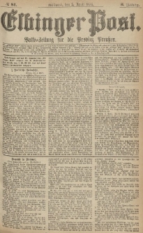 Elbinger Post, Nr.81 Mittwoch 5 April 1876, 3 Jh