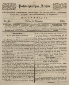 Polytechnisches Archiv, Dritter Jahrgang, Nr.46