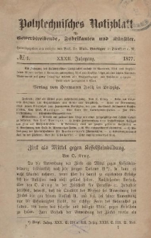 Polytechnisches Notizblatt für Gewerbtreibende, Fabrikanten und Künstler, XXXII Jahrgang, No.1