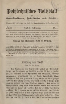 Polytechnisches Notizblatt für Gewerbtreibende, Fabrikanten und Künstler, XXXII Jahrgang, No.3