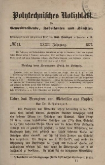 Polytechnisches Notizblatt für Gewerbtreibende, Fabrikanten und Künstler, XXXII Jahrgang, No.11