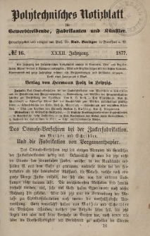 Polytechnisches Notizblatt für Gewerbtreibende, Fabrikanten und Künstler, XXXII Jahrgang, No.16