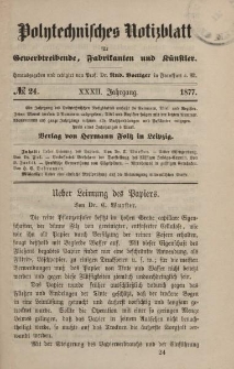Polytechnisches Notizblatt für Gewerbtreibende, Fabrikanten und Künstler, XXXII Jahrgang, No.24