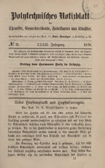 Polytechnisches Notizblatt für Chemiker, Gewerbtreibende, Fabrikanten und Künstler, XXXIII Jahrgang, No.11