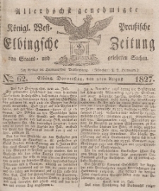 Elbingsche Zeitung, No. 62 Donnerstag, 2 August 1827