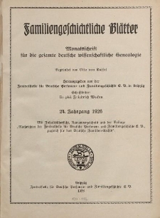 Familiengeschichtliche Blätter, 24. Jahrgang