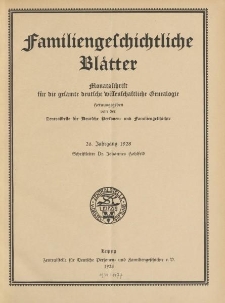 Familiengeschichtliche Blätter, 26 Jahrgang