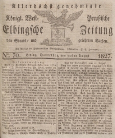 Elbingsche Zeitung, No. 70 Donnerstag, 30 August 1827