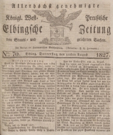 Elbingsche Zeitung, No. 70 Donnerstag, 30 August 1827