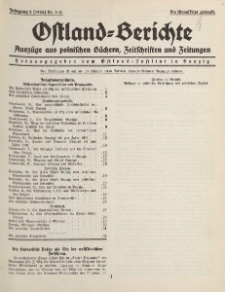 Ostland-Berichte, Auszüge aus polnischen Büchern, Zeitschriften und Zeitungen, 1928, Nr. 1-2.