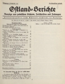 Ostland-Berichte, Auszüge aus polnischen Büchern, Zeitschriften und Zeitungen, 1928, Nr. 1-2.