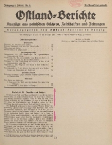Ostland-Berichte, Auszüge aus polnischen Büchern, Zeitschriften und Zeitungen, 1928, Nr. 3.
