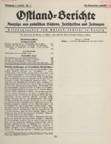 Ostland-Berichte, Auszüge aus polnischen Büchern, Zeitschriften und Zeitungen, 1928, Nr. 7.