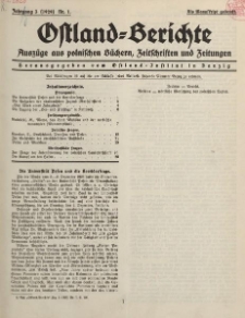 Ostland-Berichte, Auszüge aus polnischen Büchern, Zeitschriften und Zeitungen, 1929, Nr. 1.