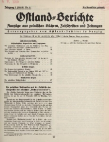 Ostland-Berichte, Auszüge aus polnischen Büchern, Zeitschriften und Zeitungen, 1929, Nr. 2.