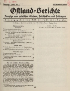 Ostland-Berichte, Auszüge aus polnischen Büchern, Zeitschriften und Zeitungen, 1929, Nr. 3.