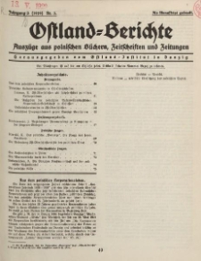 Ostland-Berichte, Auszüge aus polnischen Büchern, Zeitschriften und Zeitungen, 1929, Nr. 3.