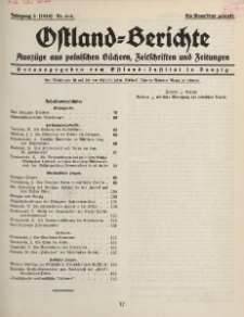 Ostland-Berichte, Auszüge aus polnischen Büchern, Zeitschriften und Zeitungen, 1929, Nr. 4-6.