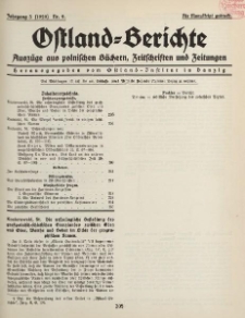 Ostland-Berichte, Auszüge aus polnischen Büchern, Zeitschriften und Zeitungen, 1929, Nr. 9.