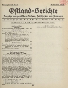 Ostland-Berichte, Auszüge aus polnischen Büchern, Zeitschriften und Zeitungen, 1929, Nr. 10.