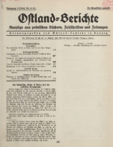 Ostland-Berichte, Auszüge aus polnischen Büchern, Zeitschriften und Zeitungen, 1929, Nr. 11-12.