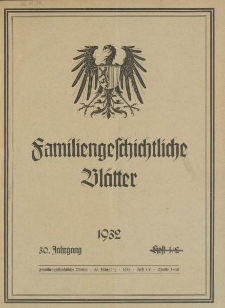Familiengeschichtliche Blätter, 30 Jahrgang