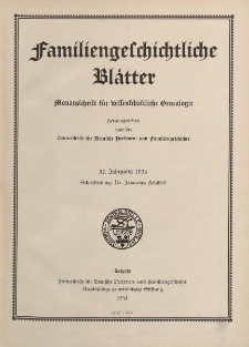 Familiengeschichtliche Blätter, 32. Jahrgang