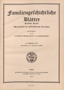 Familiengeschichtliche Blätter, Deutscher Herold, 33. Jahrgang