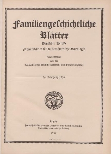 Familiengeschichtliche Blätter, Deutscher Herold, 34. Jahrgang