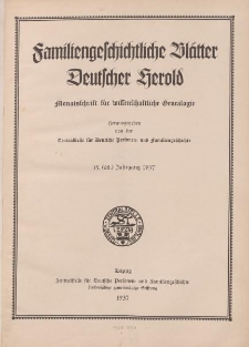 Familiengeschichtliche Blätter, Deutscher Herold, 35. Jahrgang