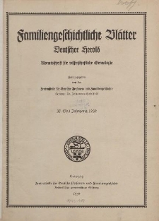 Familiengeschichtliche Blätter, Deutscher Herold, 37. Jahrgang