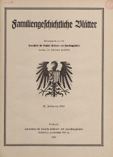Familiengeschichtliche Blätter, 38. Jahrgang