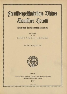 Familiengeschichtliche Blätter, Deutscher Herold, 36. Jahrgang