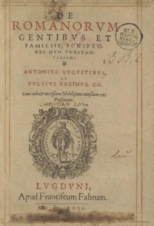 De romanorvm gentibvs et familiis [...]