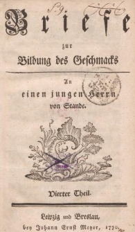 Briefe zur Bildung des Geschmacks […] Vierter Theil