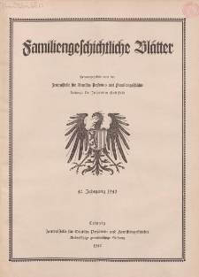 Familiengeschichtliche Blätter, 40. Jahrgang